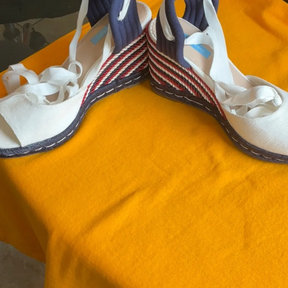 Draper James White/Blue/Red Lace Up Espadrilles Size 10, NWT - Picture 8 of 13